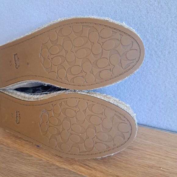 COACH Carson Espadrille Flats 8.5 Women’s Slip-On Shoes Denim Blue Logo Comfort - Picture 10 of 12